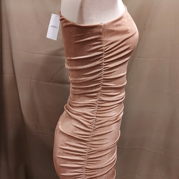 Forever 21 Camel Knit Dress One Shoulder Women's S NWT - Picture 11 of 14